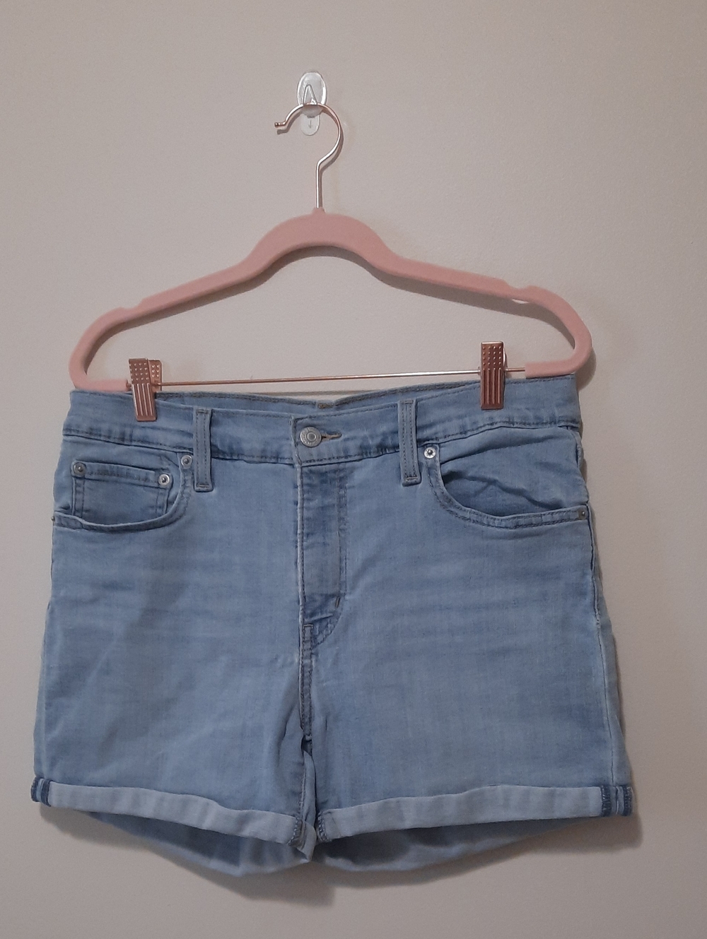 Levi's Light Blue Rolled Hem Denim Shorts